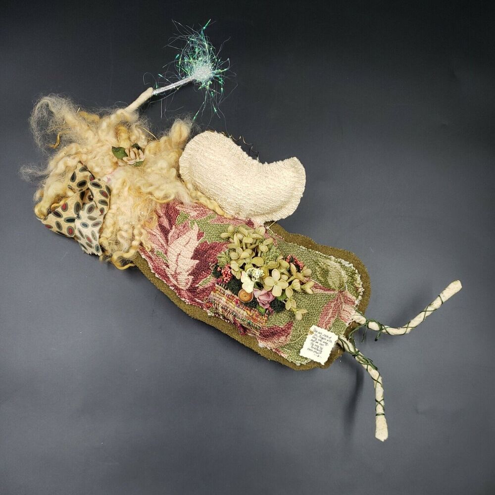 Whimsical Fairy Angel Hanging Wall Art Primitive Doll 80s Cottage Friend Gift